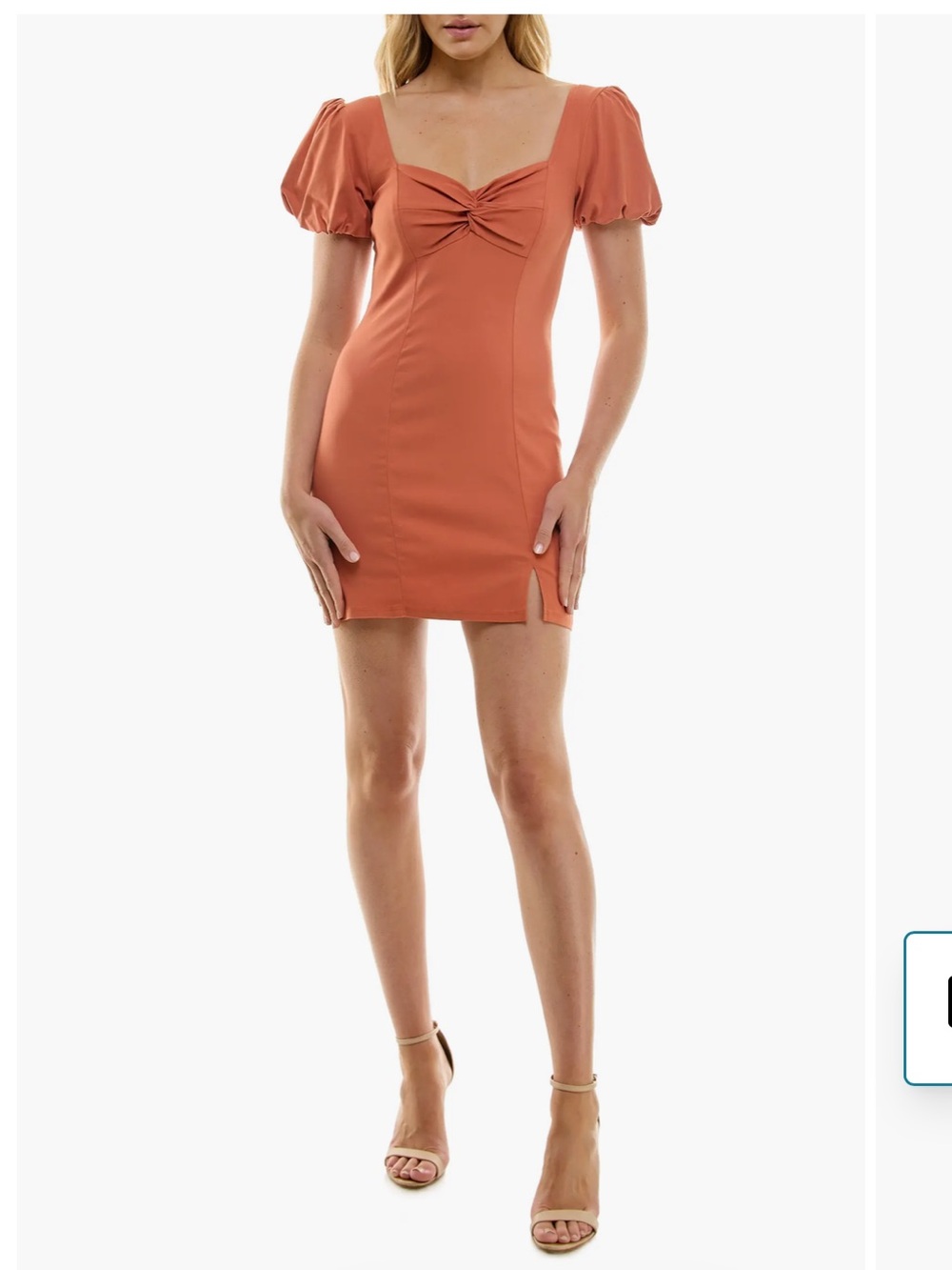 NWOT! Row A Front Twist Bubble Sleeve Body Con Dress